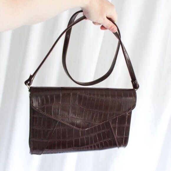 Vintage Bueno Brown Leather Crossbody Bag with Removable Strap Chocolate Brown - Picture 2 of 7
